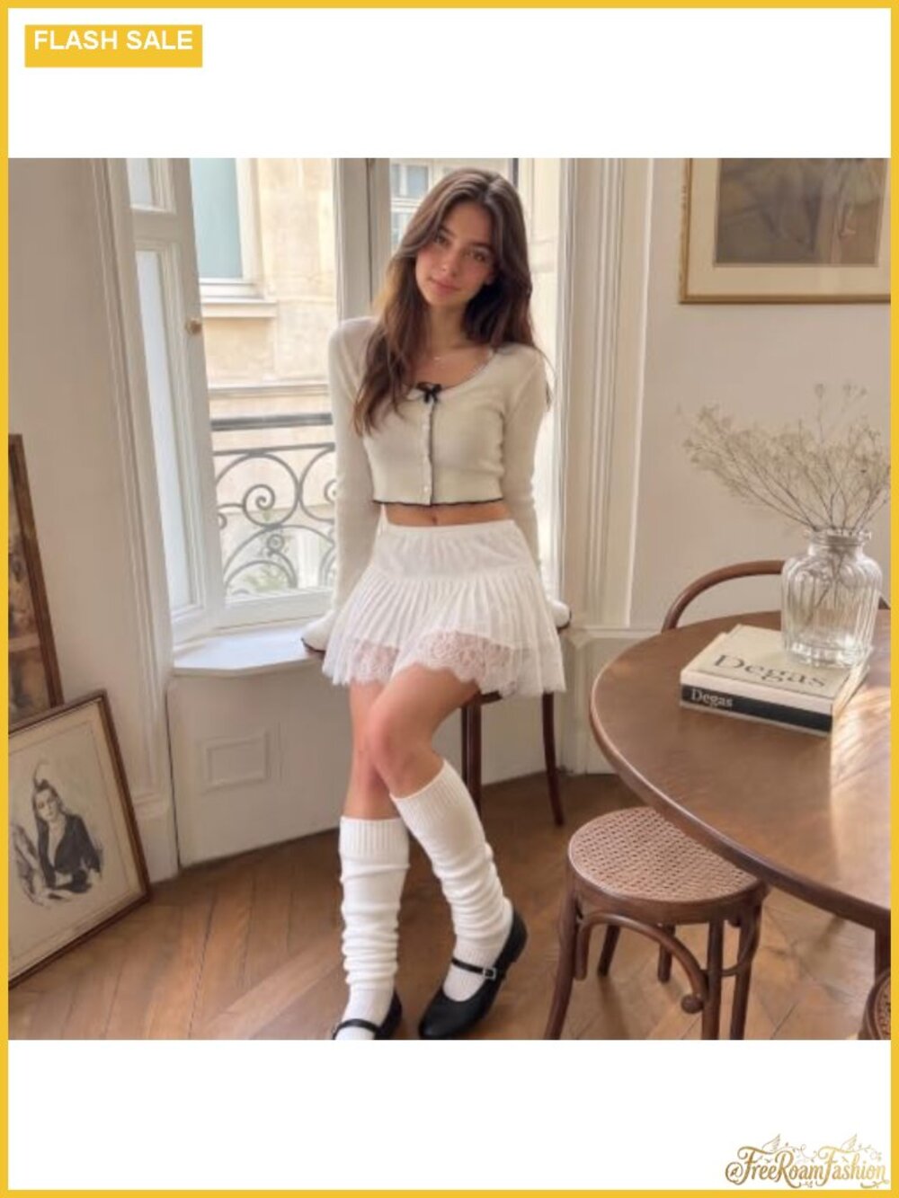 Lace Mini Skort Ruffle Pleated Y2K Mid Rise Pull On - Picture 2 of 5